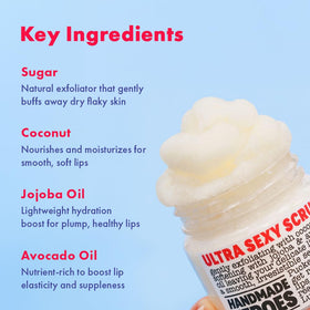 Handmade Heroes Coconut Sorbet Lip Scrub with lip scrub brush