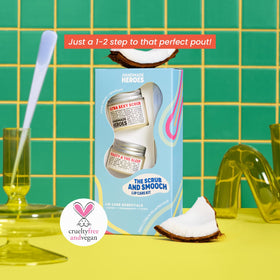 Handmade Heroes Lip Scrub and Mask Set with massaging brush