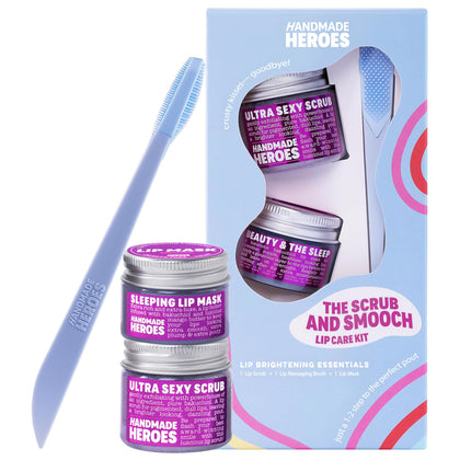 Handmade Heroes Natural Lip Scrub Set front view with packaging