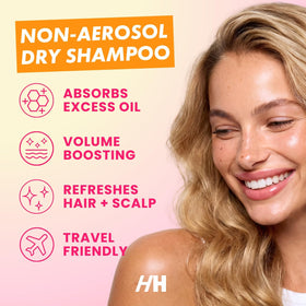 Handmade Heroes Non Aerosol Dry Shampoo Volume Powder on a bathroom counter