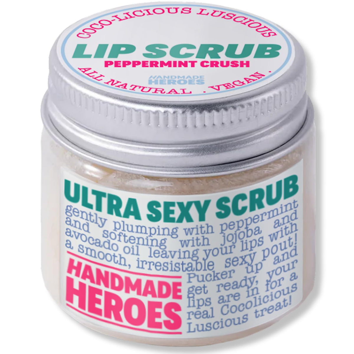 Handmade Heroes Peppermint Lip Scrub front view 1 oz