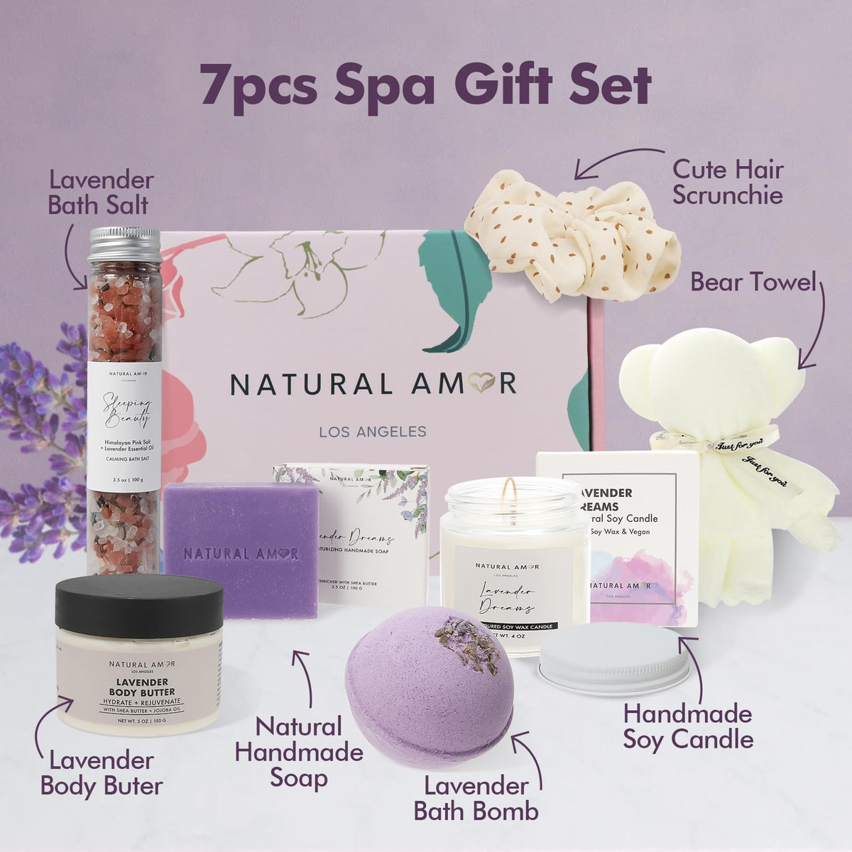 Handmade soap bar from NATURAL AMOR Lavender Spa Gift Set