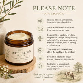 Handmade Unscented Tallow Balm packaging details