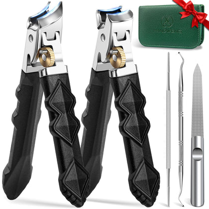 HANDWENG Toenail Clippers Set 5pcs in leather case front view