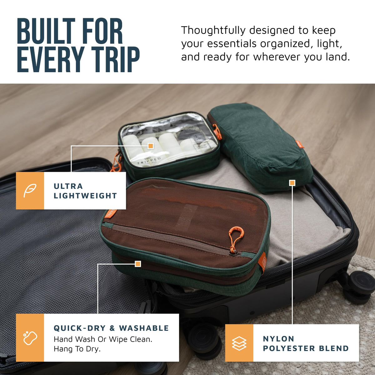 Hanging Toiletry Bag unfolded showing compartments