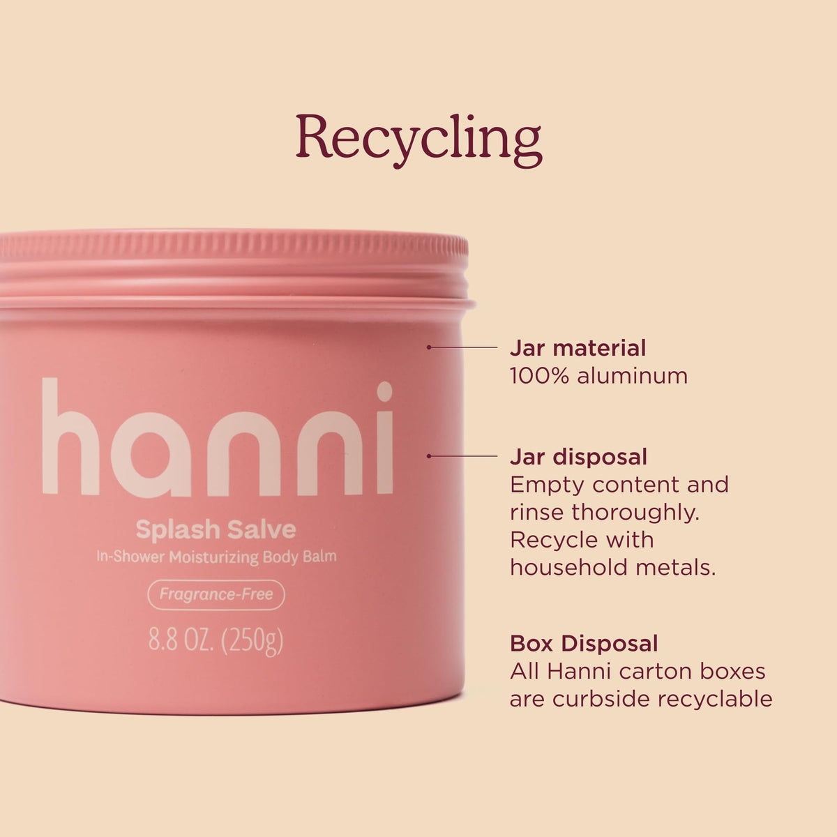HANNI Splash Salve Fragrance-Free In-Shower Body Moisturizer with shower accessories