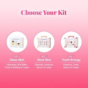 Hanskin Glass Skin On the Go Kit lifestyle scene with travel bag