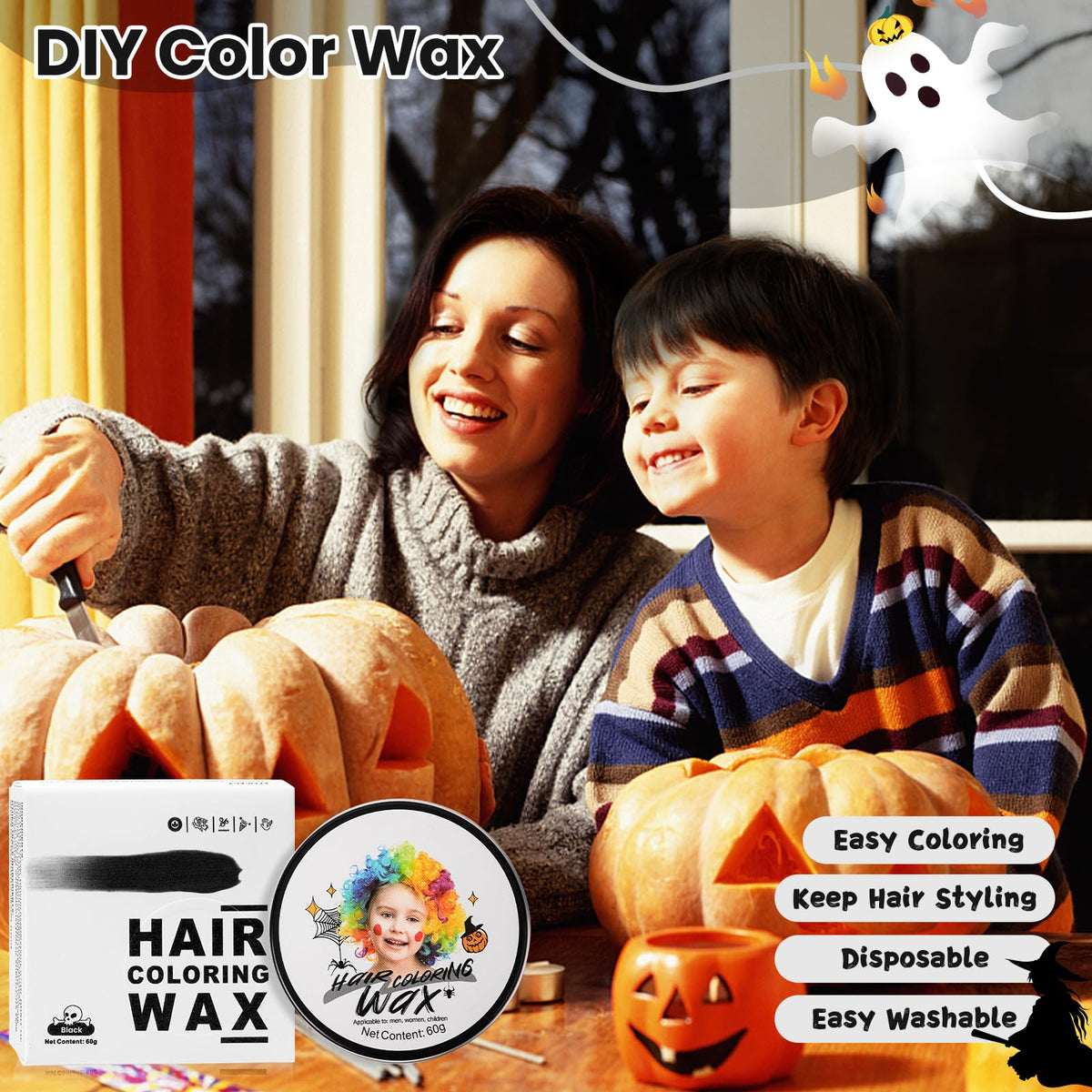 Hansuby Temporary Black Hair Color Wax 60g application on hair