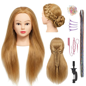 HAPOWELL 100% real hair mannequin head side view