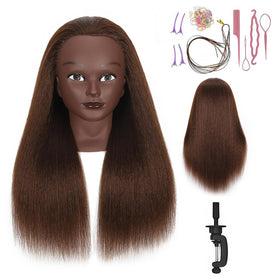 HAPOWELL 22 inch mannequin head front view with real hair