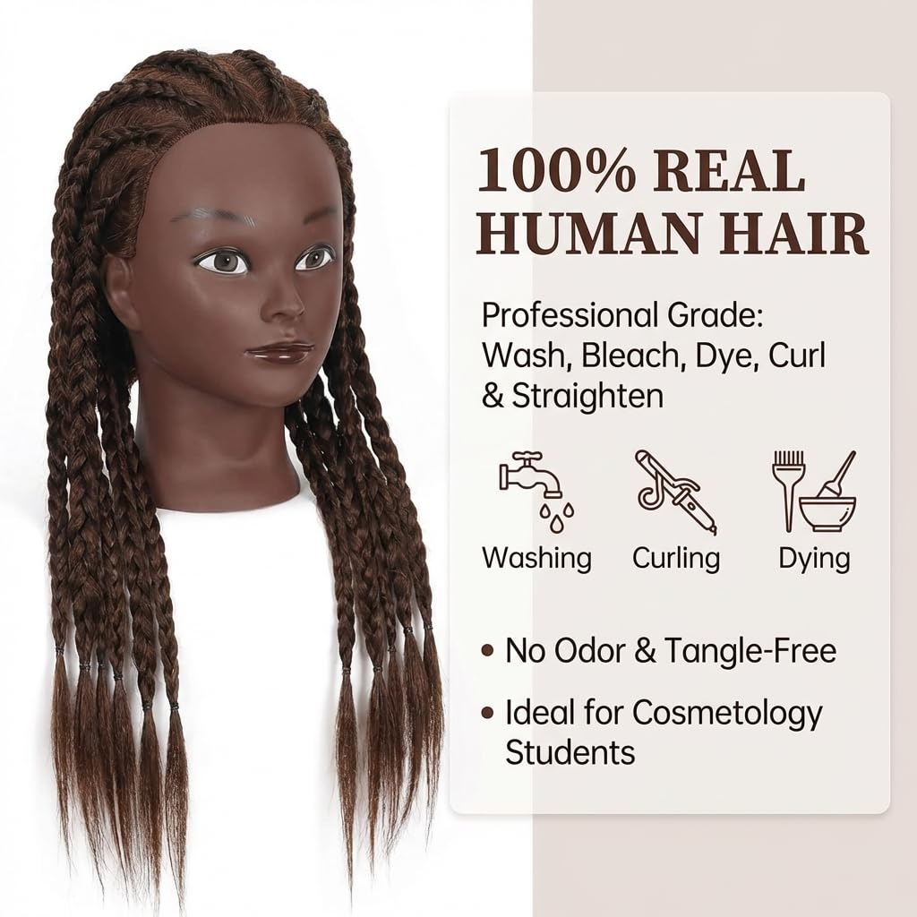 HAPOWELL mannequin head side view showcasing hair length