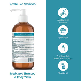 Happy Cappy Medicated Shampoo and Body Wash packaging side view