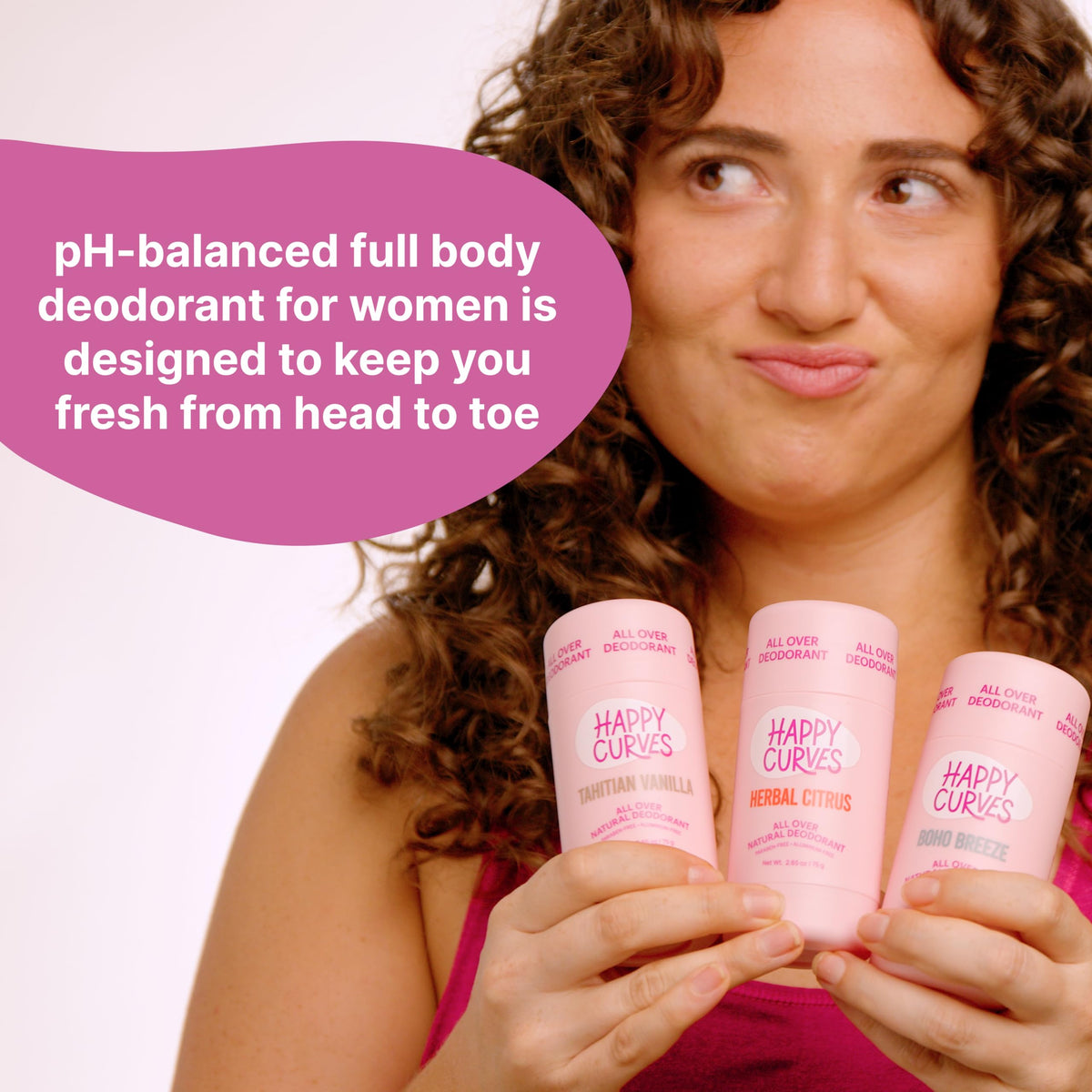 HAPPY CURVES deodorant packaging side view