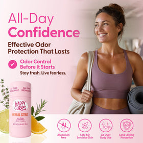 HAPPY CURVES deodorant showing the packaging details