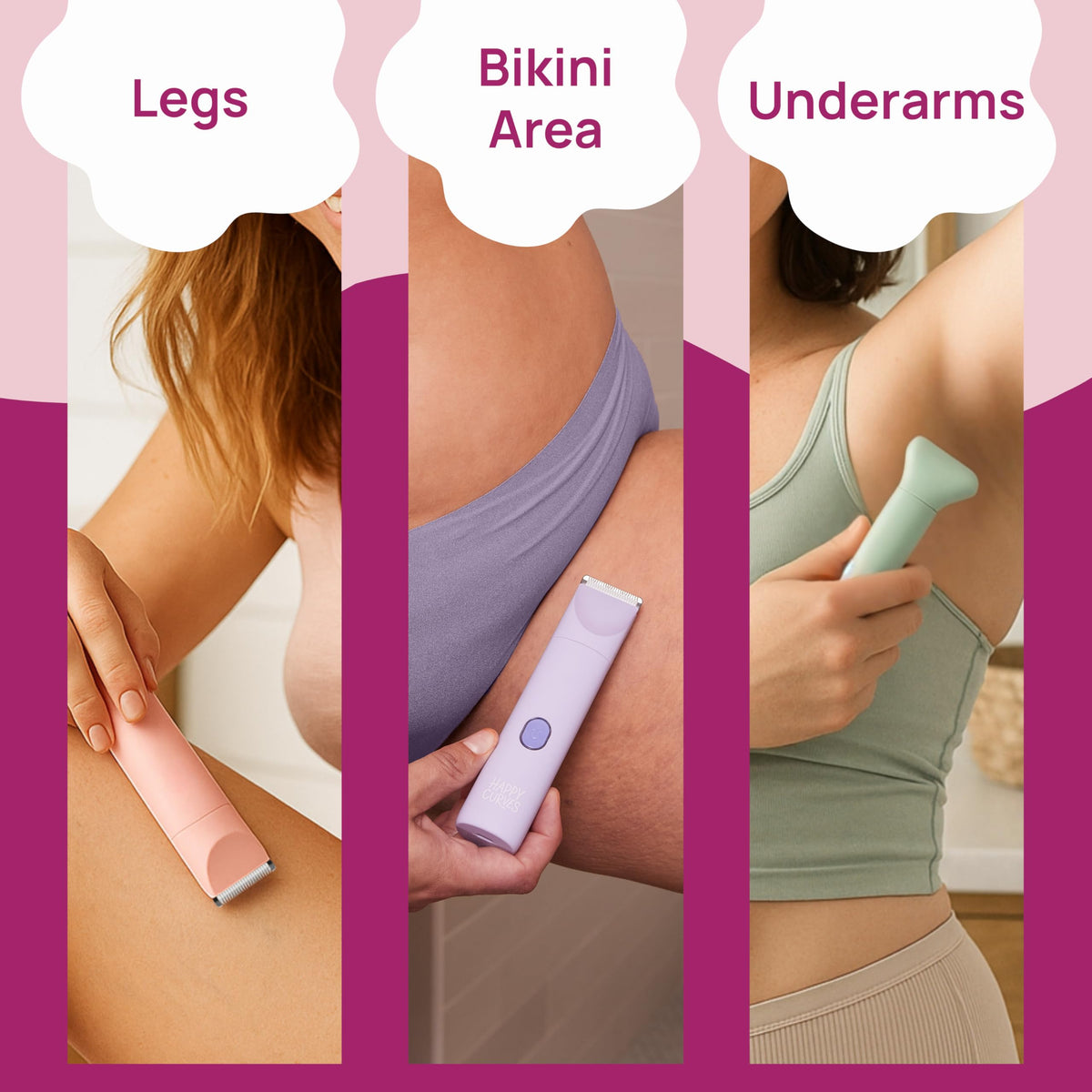 HAPPY CURVES Smoothie 2.0 Bikini Trimmer showing foil head