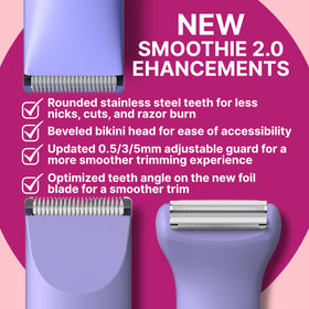 HAPPY CURVES Smoothie 2.0 Bikini Trimmer side view with trimming guards
