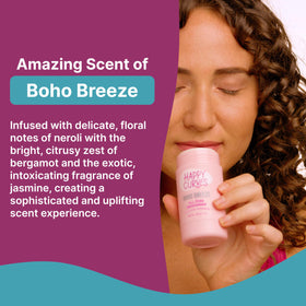HAPPY CURVES Whole Body Deodorant on bathroom shelf