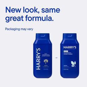 Harry's 2 in 1 Shampoo and Conditioner Aspen Scent in bathroom setting