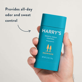 Harry's Antiperspirant Deodorant packaging with Redwood scent label