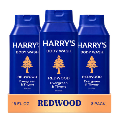 Harry's Body Wash 3-Pack Redwood front view with bottles
