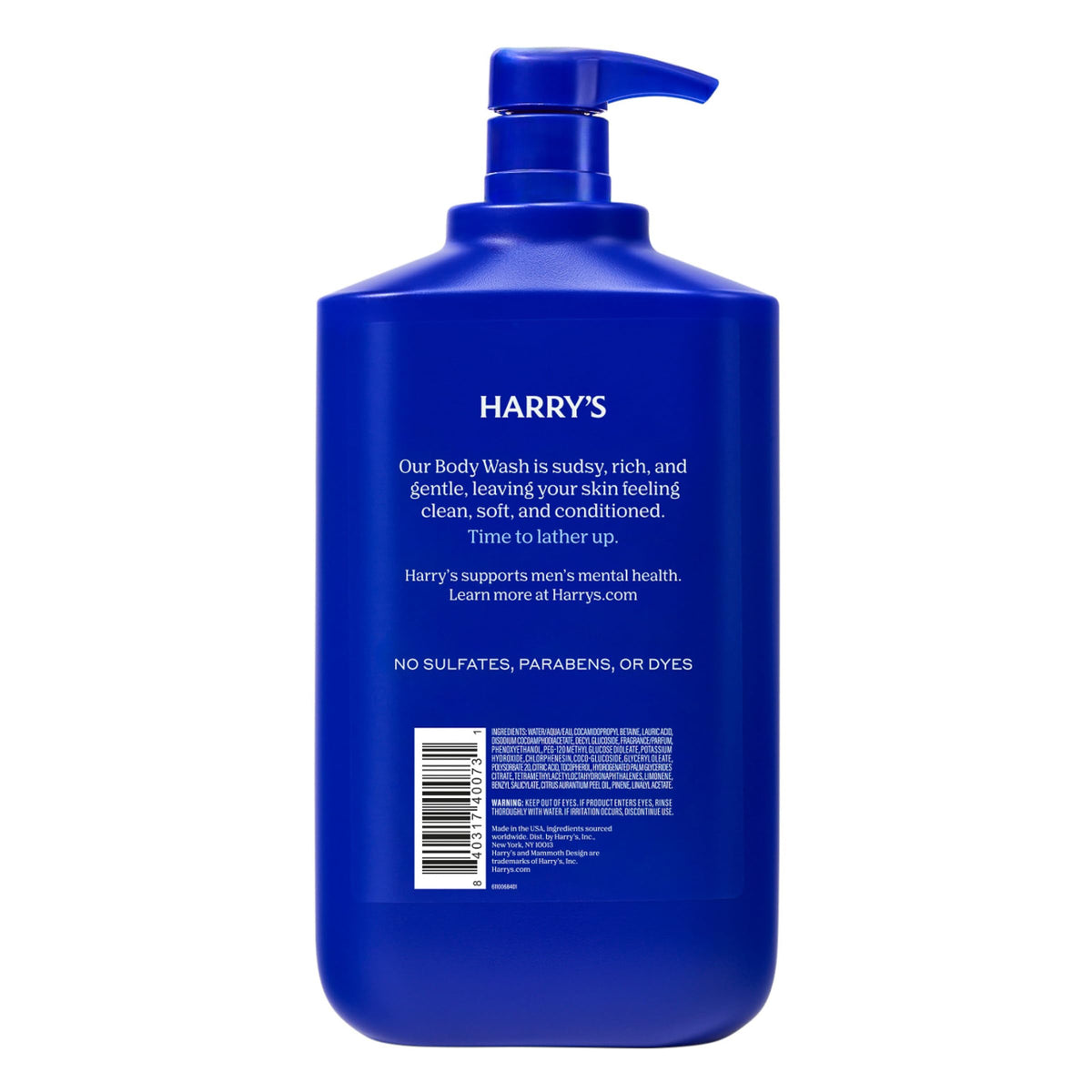 Harry's Body Wash Stone product ingredients list