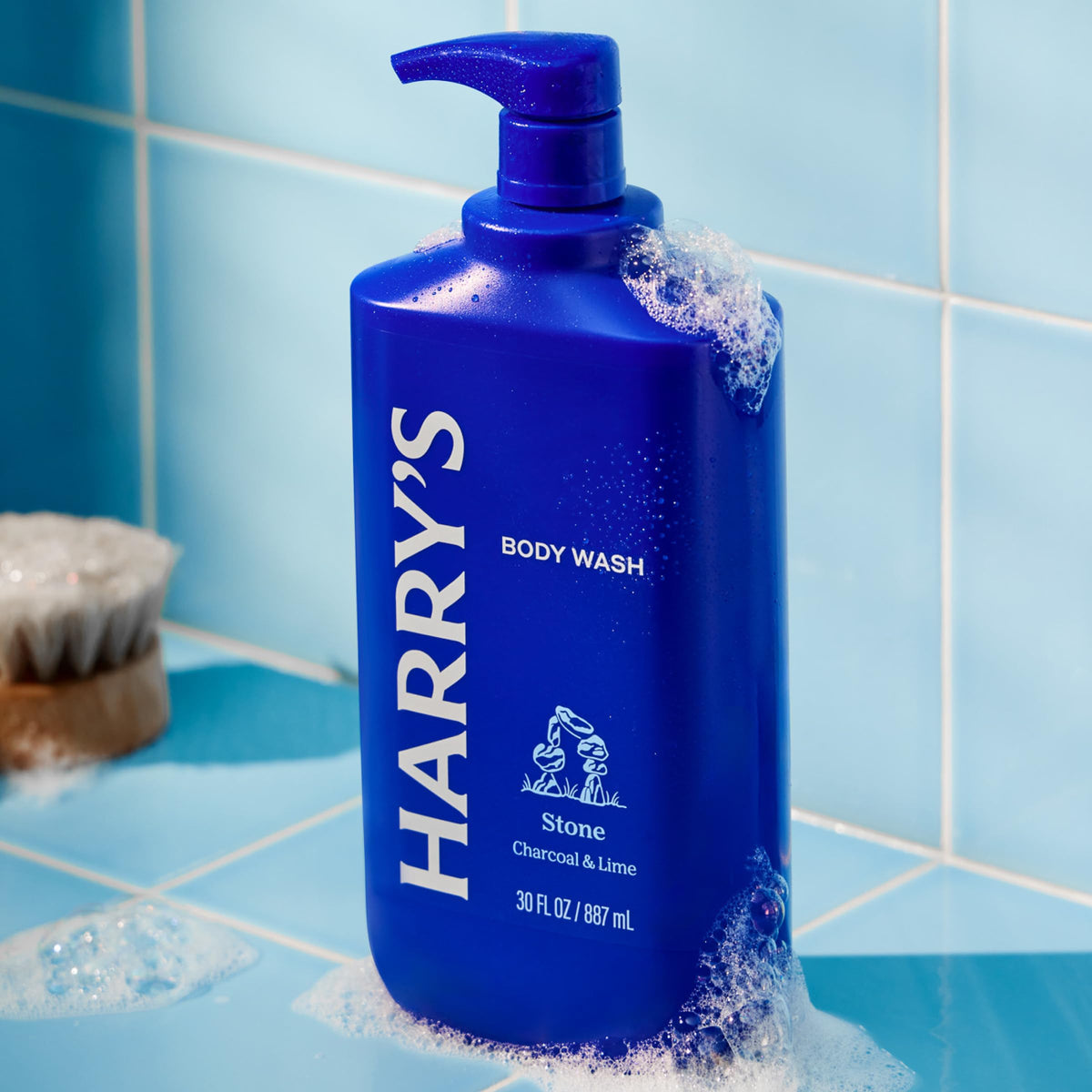 Harry's Body Wash Stone with charcoal and lime notes