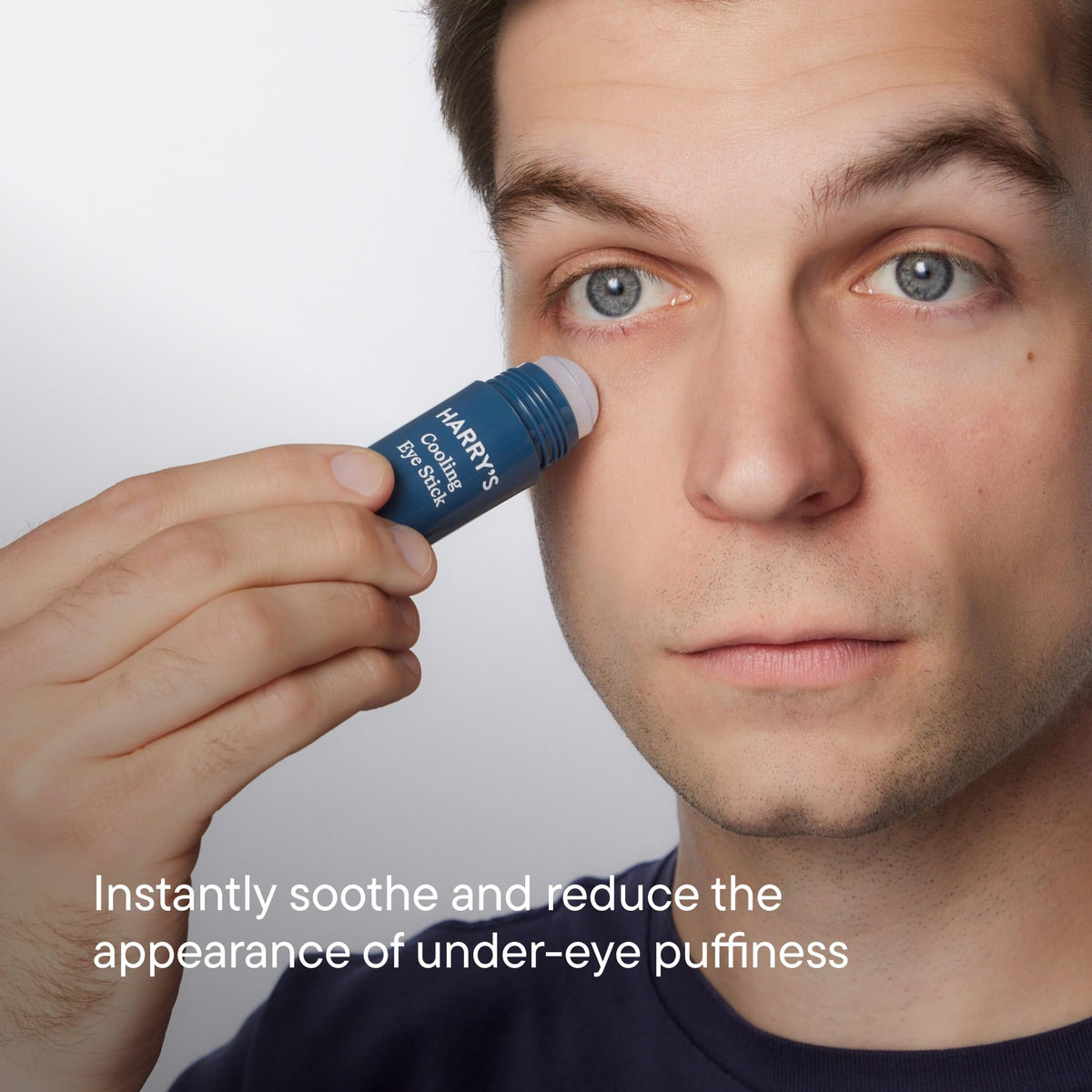 Harry's Cooling Eye Stick on a bathroom countertop