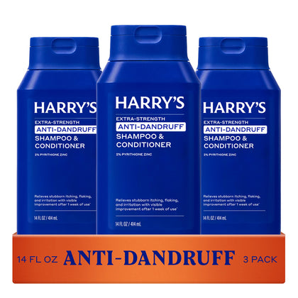 Harry's Extra-Strength Anti-Dandruff 2 in 1 Shampoo and Conditioner 14 fl oz front view