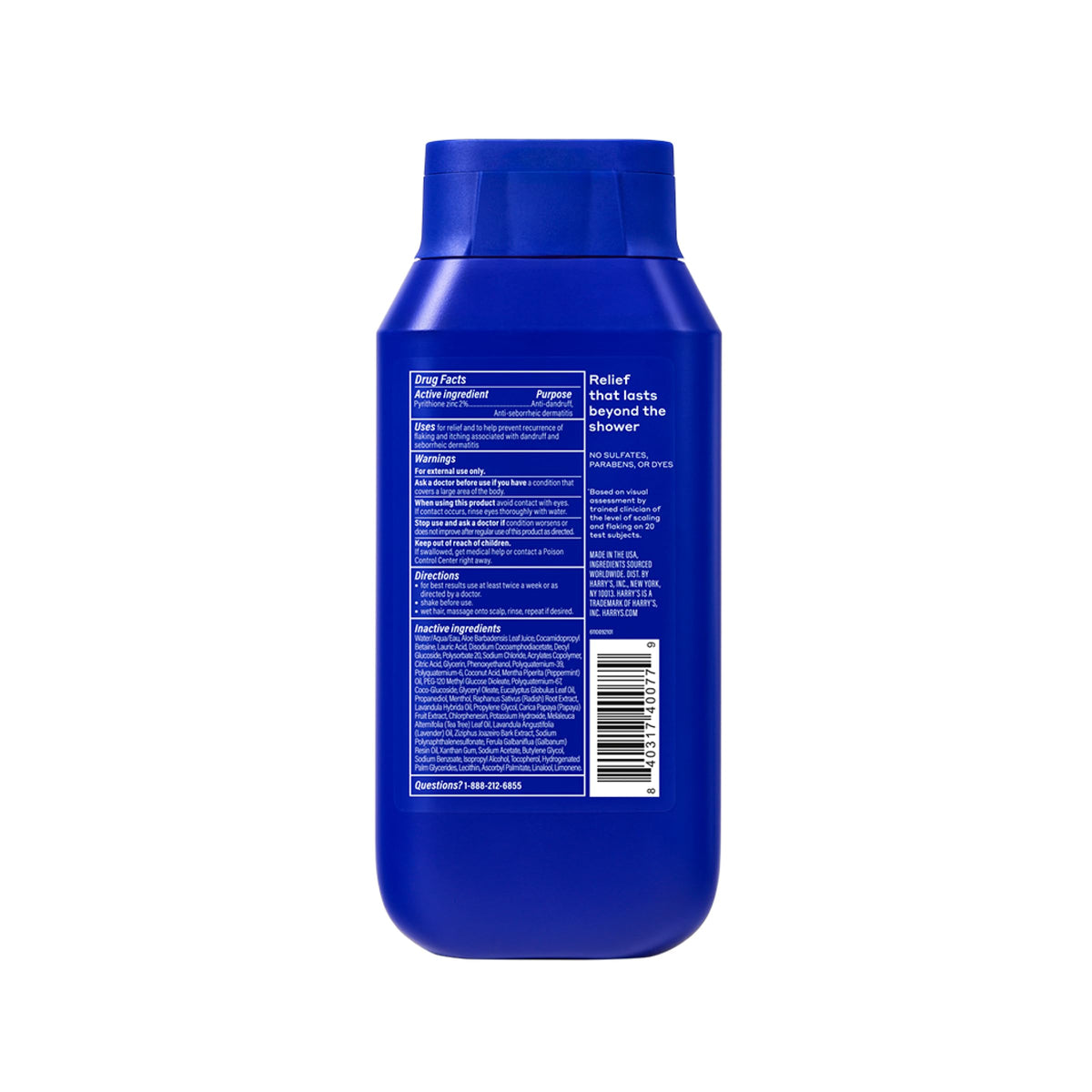 Harry's Extra-Strength Anti-Dandruff Shampoo and Conditioner packaging details