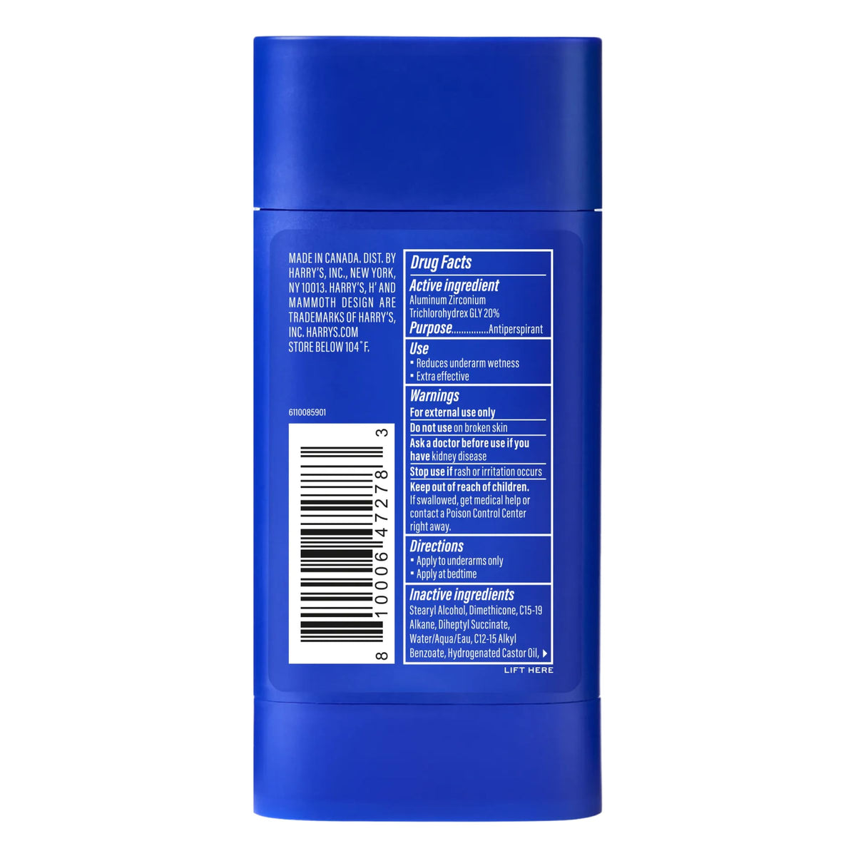 Harry's Extra-Strength Antiperspirant Deodorant Stone on a bathroom counter