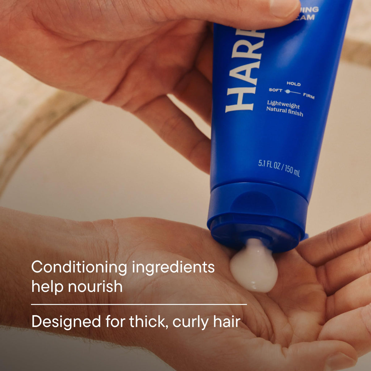 Harry's Hair Taming Cream application on hair