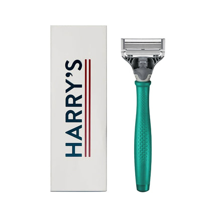 Harry's Original Razor for Men - Tropical Green handle with blade cartridge