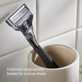 Harry's Original Shaving Kit displayed on a bathroom countertop