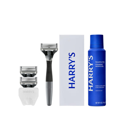 Harry's Original Shaving Kit for Men with razor handle and gel