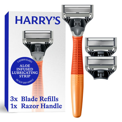 Harry's Original Shaving Kit for Men with Truman razor handle and 3 blade refills