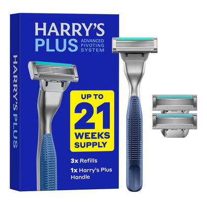 Harry's Plus Razor Shaving Kit with Tide metal handle and cartridges