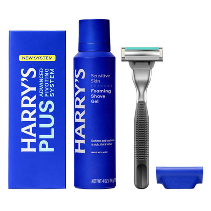 Harry's Plus Trial Shaving Kit Onyx metal handle and razor cartridge