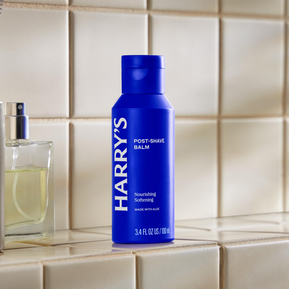 Harry's Post-Shave Balm lifestyle scene on bathroom shelf