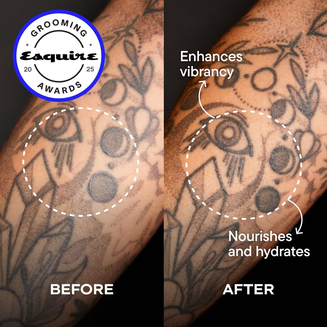 Harry's Tattoo Frost Aftercare Gel application on tattooed skin