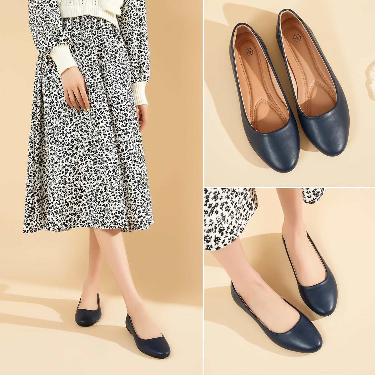 hash bubbie Women's Ballet Flats Navy Blue sole view