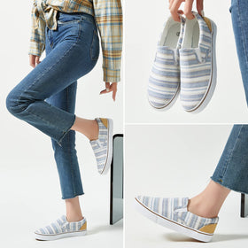 hash bubbie Women's Canvas Slip On Sneakers packaging