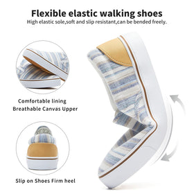 hash bubbie Women's Canvas Sneakers close-up of light blue stripes