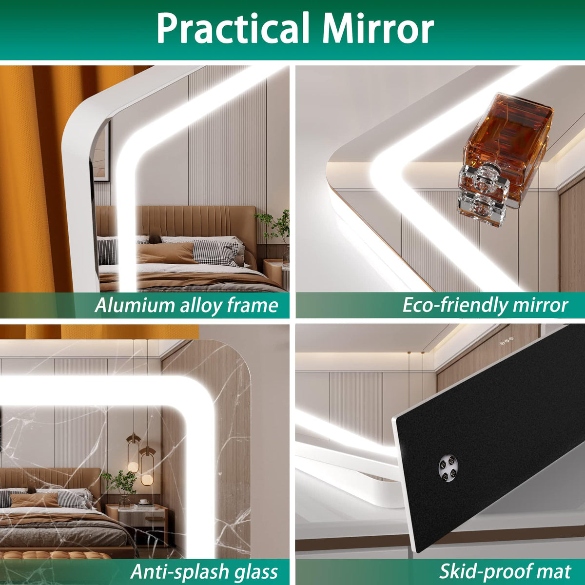 Hasipu Vanity Mirror close-up of touch button controls