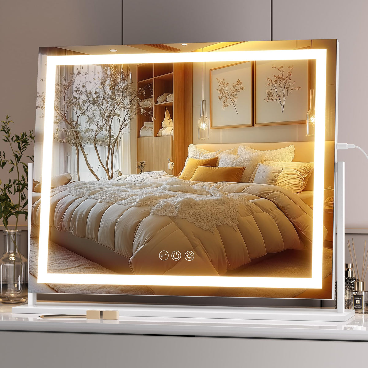 Hasipu Vanity Mirror front view with LED lights