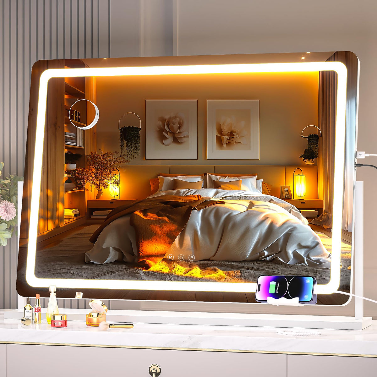 Hasipu Vanity Mirror front view with LED lights