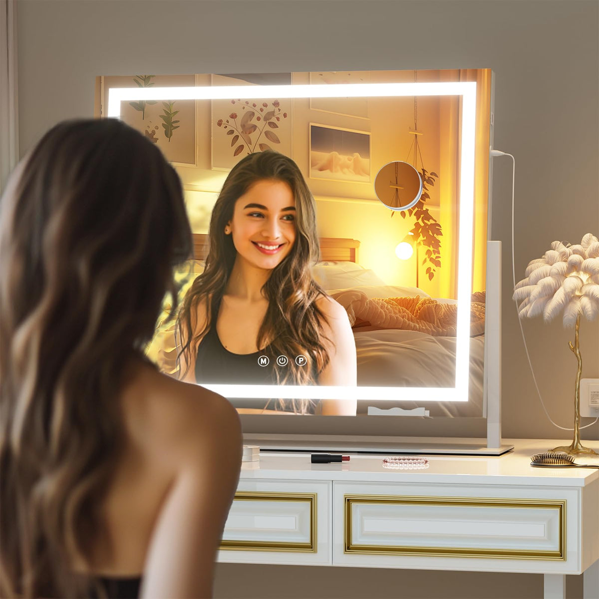 Hasipu Vanity Mirror in a makeup setup