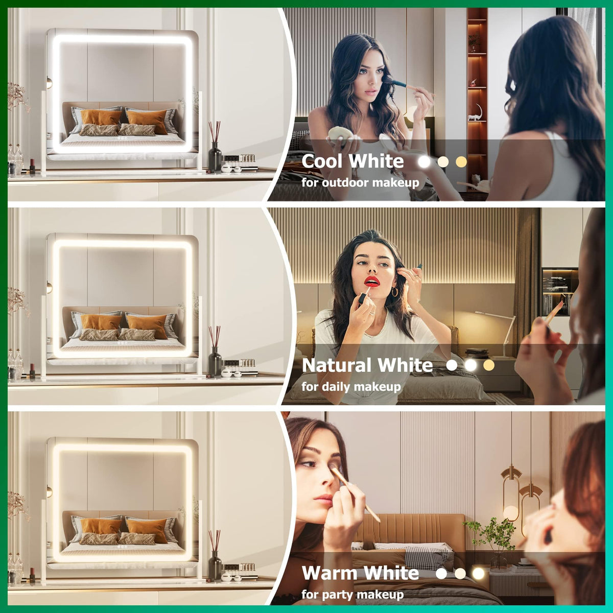 Hasipu Vanity Mirror showing 10X magnification feature