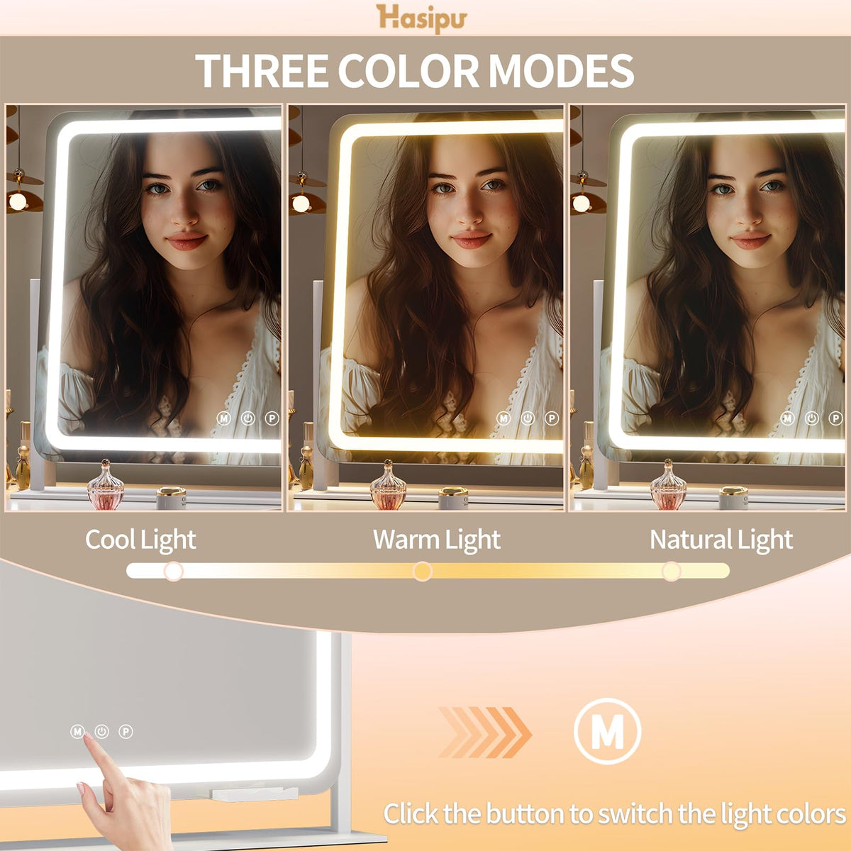 Hasipu Vanity Mirror with adjustable brightness settings