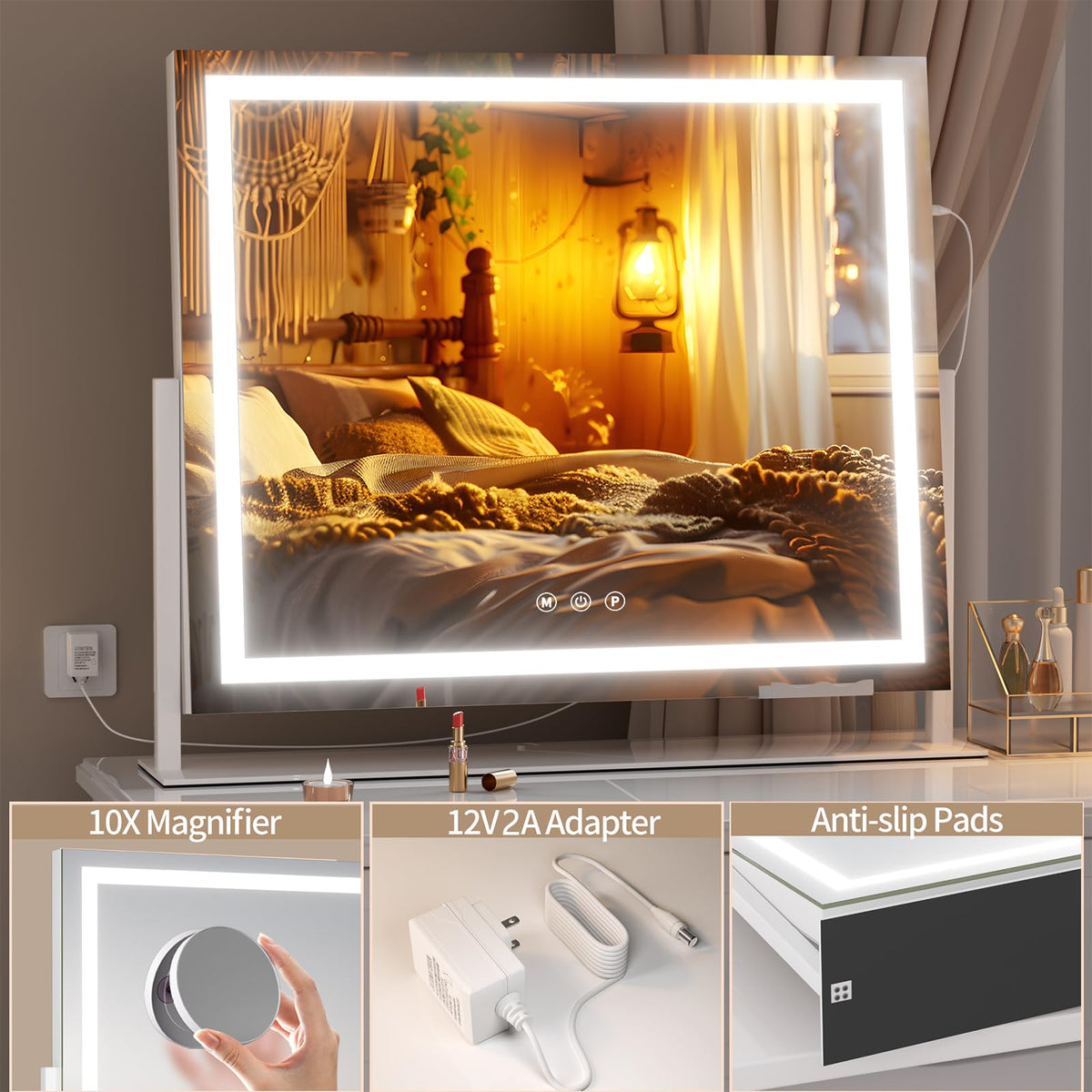 Hasipu Vanity Mirror with adjustable brightness settings