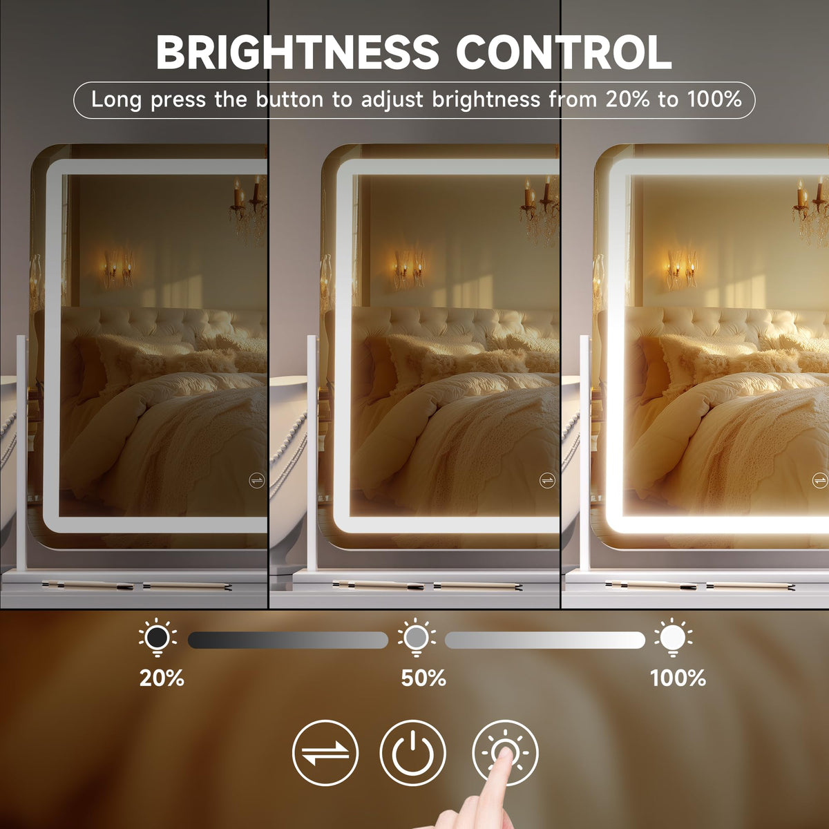 Hasipu Vanity Mirror with Lights 360 degree rotation feature